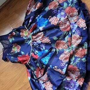 Rare Editions  Dark Blue Flowers dress  Size 6